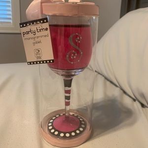 Party Time Monogrammed ‘S’ Goblet - Glass